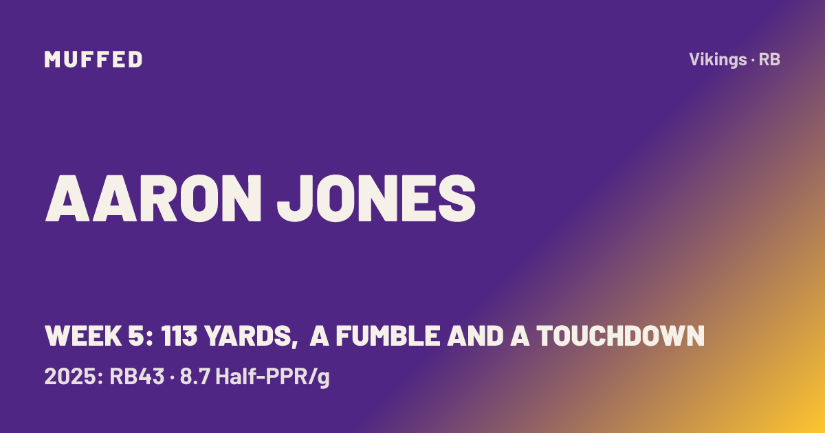 Aaron Jones — Week 3: Twenty-Two Touches, One Fourth Down | Muffed